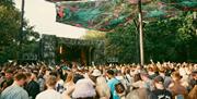 Into The Woods Festival UK  people in crowd within wooded area
