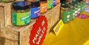 Monnow Bridge Markets - stall selling pickles with a sign saying made in wales