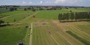 raglan farm park showing fields in monmouthshire outside raglan, green and open spaces