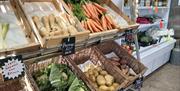 Raglan Farm shop with fresh vegetables and fridge