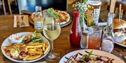 The Anchor Inn food - burger and chips and salads