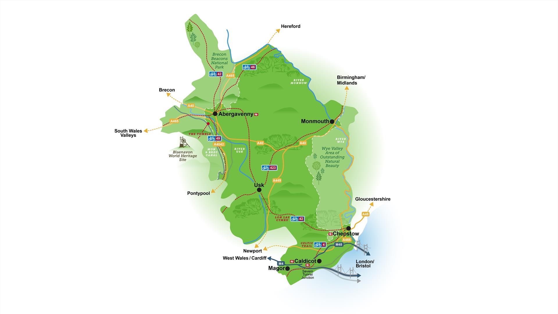 Monmouthshire Transport Map