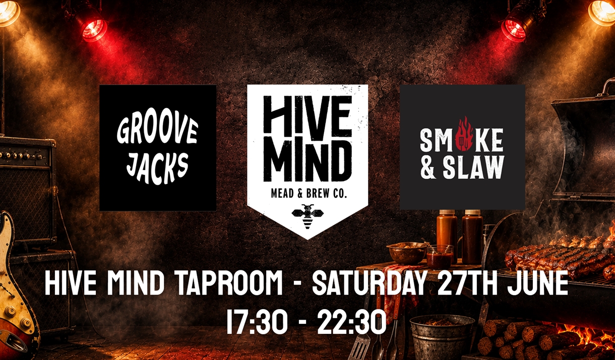 Event poster - June Party - Groove Jacks + Smoke & Slaw at the Meadery saturday 27th June 17:30 - 22:30 Event poster - June Party - Groove Jacks + Smoke & Slaw at the Meadery saturday 27th June 17:30 - 22:30
