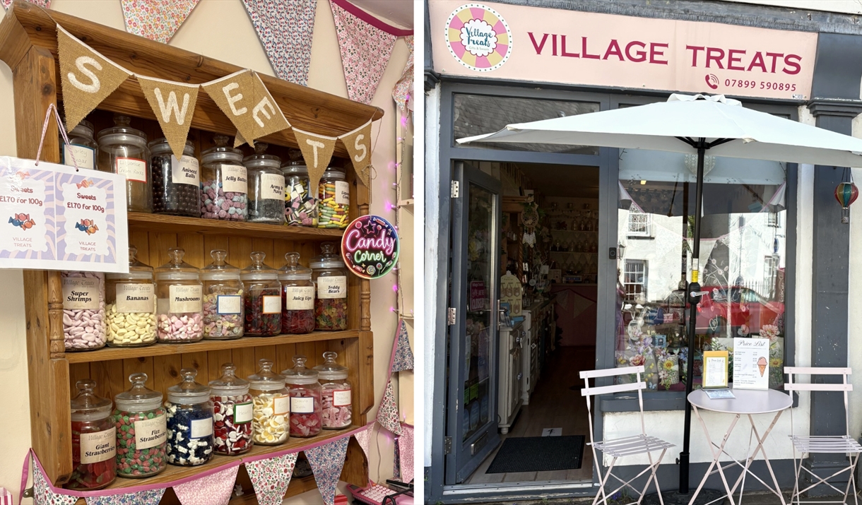 Village Treats - sweets in jars on a shelf Village Treats - sweets in jars on a shelf