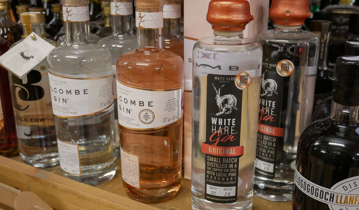 Locally produced gin on sale in Usk Garden Centre (image Kacie Morgan)