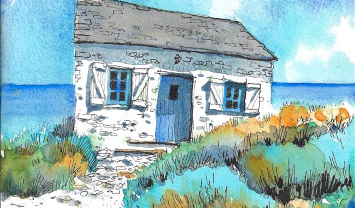 Seaside Cottage in watercolour Seaside Cottage in watercolour