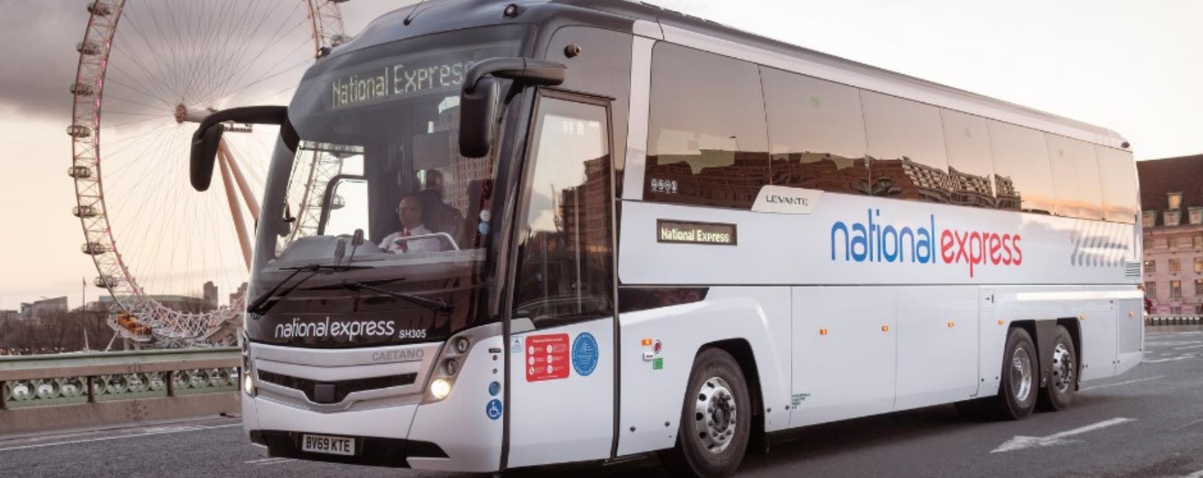 Side shot of National Express Bus