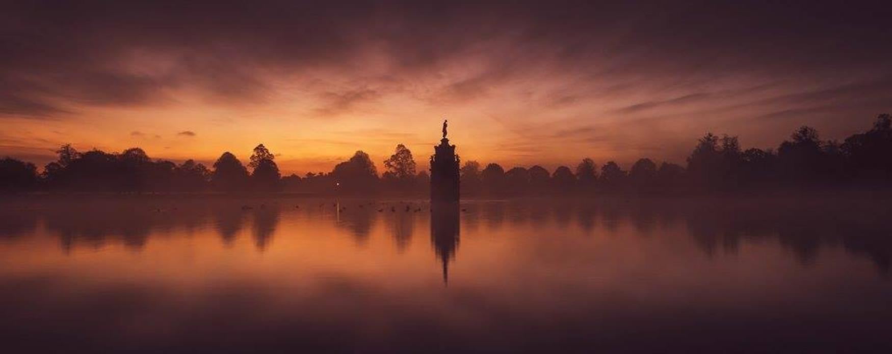 A picture of Diana Fountain at sunrise