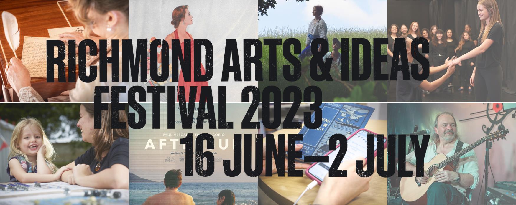 A collage of event images taking place in Richmond Arts and Ideas Festival