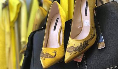 yellow high heels