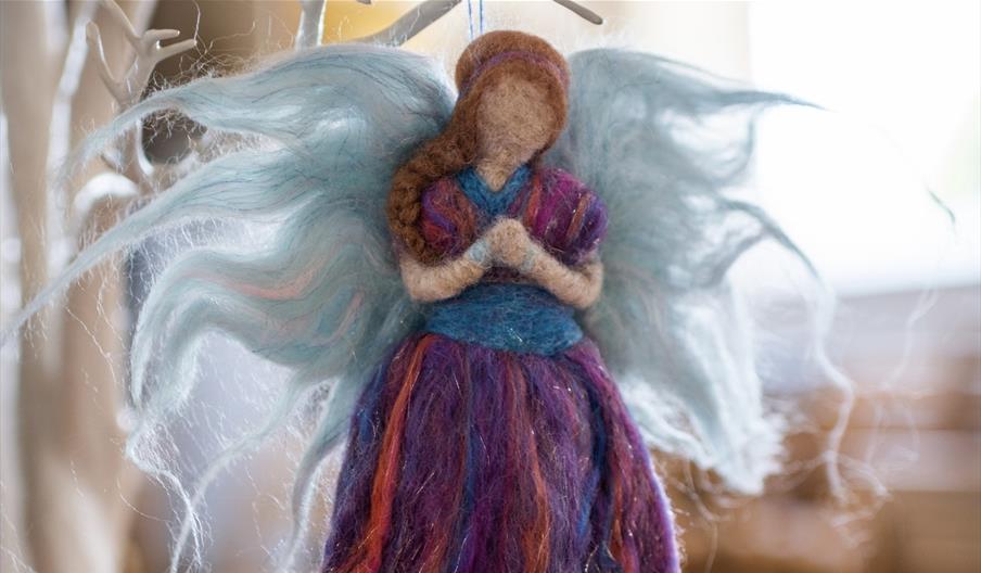 Pink needle felted fairy