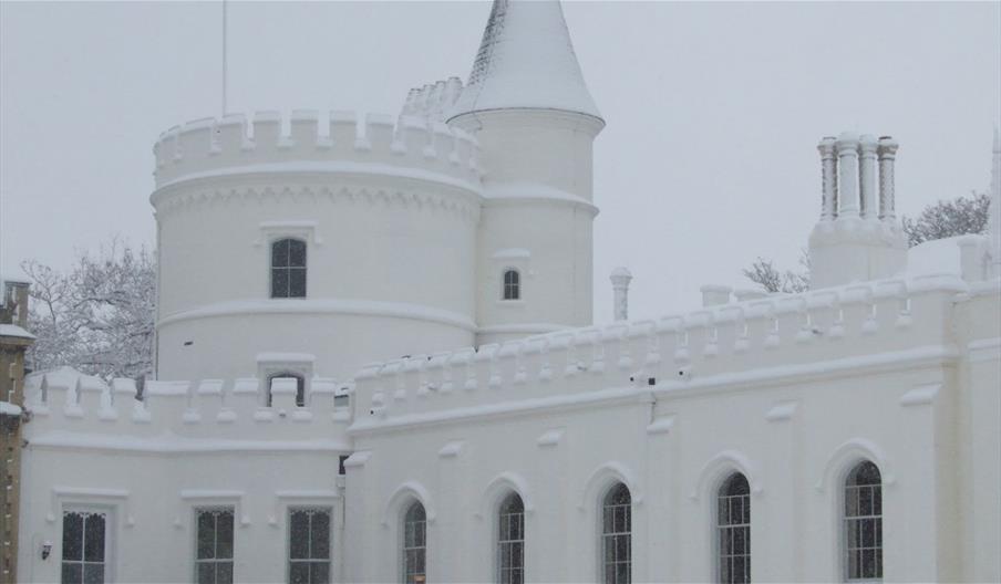 Strawberry Hill House in the snow