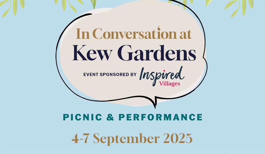 Image shows logo for In Conversation at Kew Gardenss