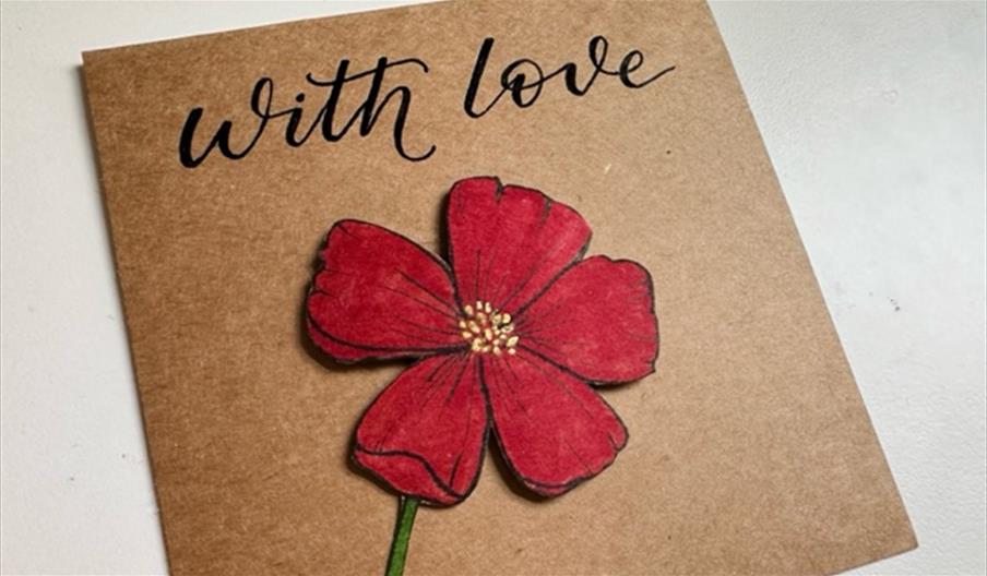 Calligraphy and Red Flower