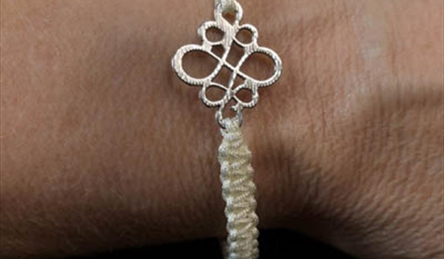 Macrame bracelet on wrist