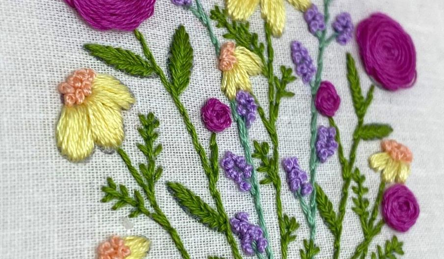 Hand embroidered flowers