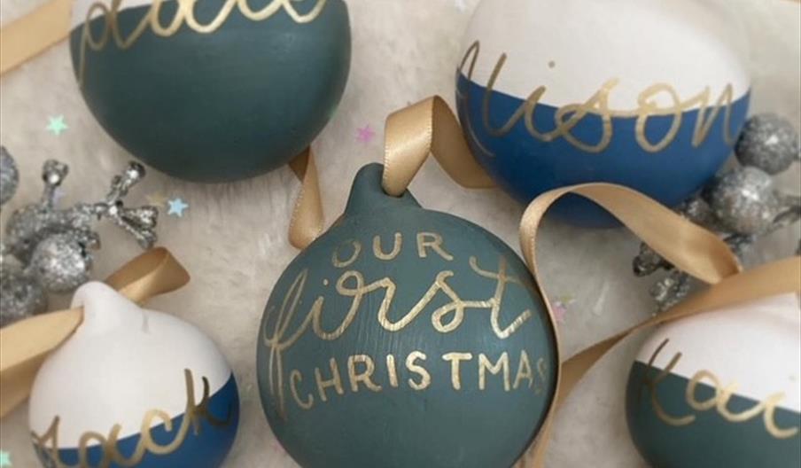 Baubles with calligraphy writing