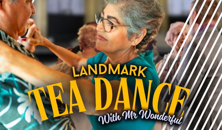 An older couple dancing, shot from a POV over the gentleman's shoulder