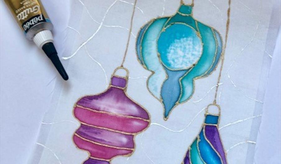 Painting baubles on silk