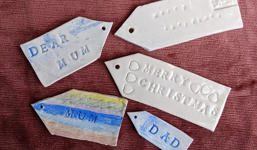 A selection of ceramic Christmas decorations