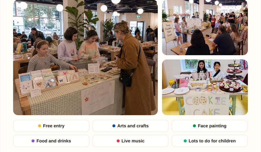 Children running their own stalls at the Children's Market at Patch co-working space, Twickenham