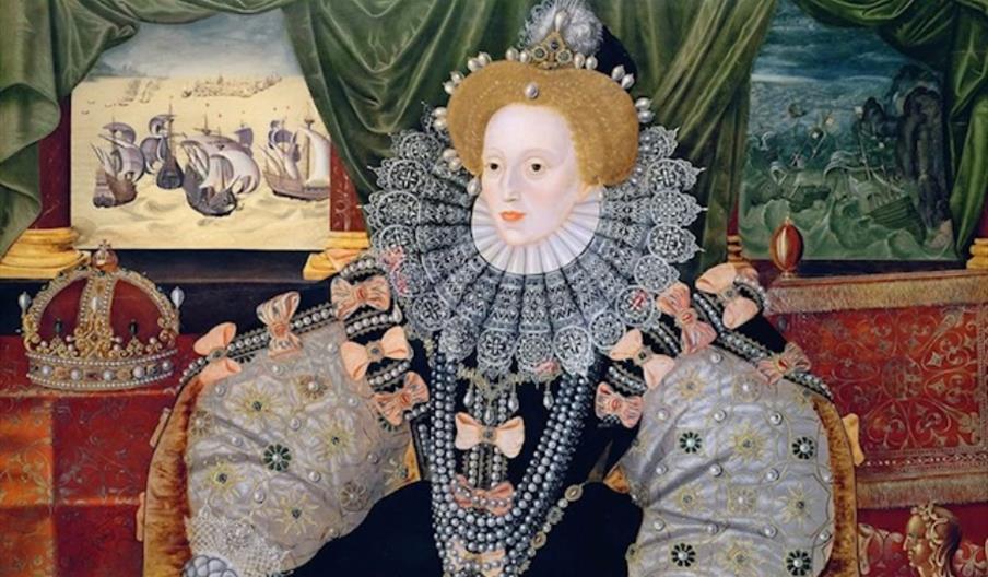 The Armada Portrait of Queen Elizabeth formerly attributed to George Gower (Woburn Abbey/Wikimedia Commons)
