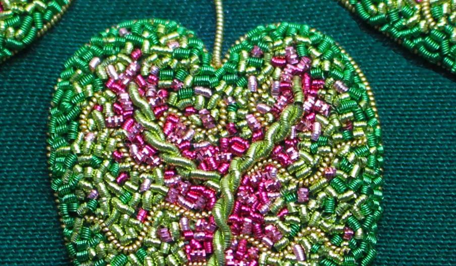 Caladium goldwork embroidery