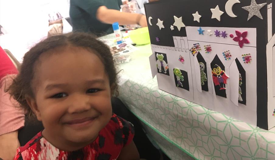 Child doing craft activity