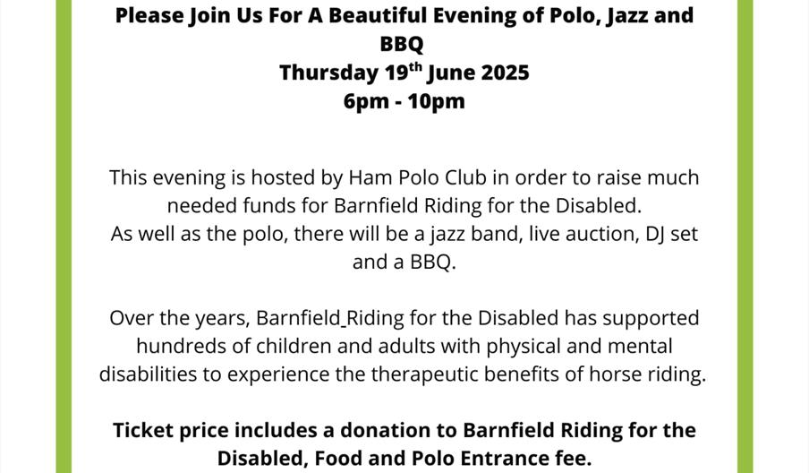 Barnfield RDA Fundraiser at Ham Polo Club