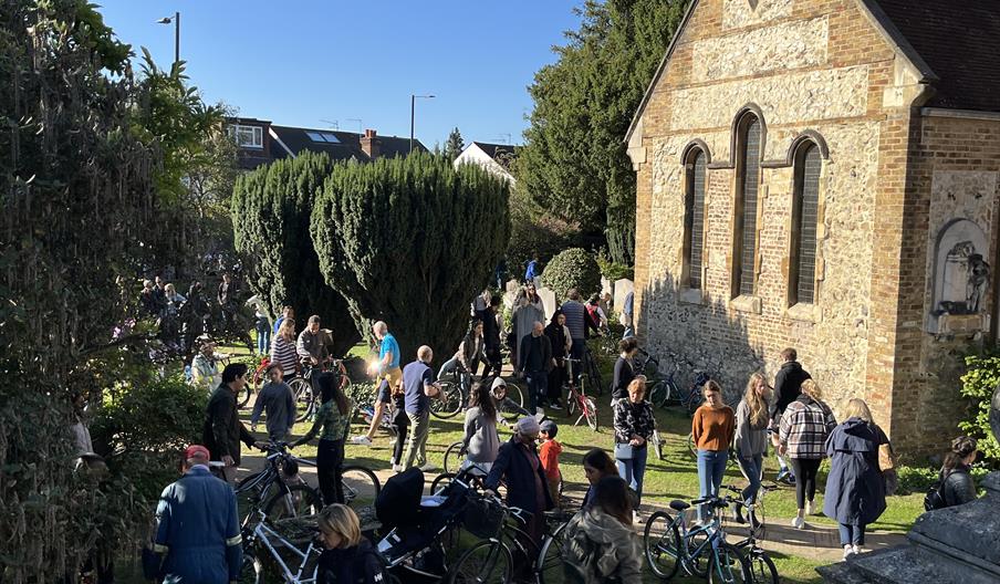 People buying bikes at the charity bike sale in 2024