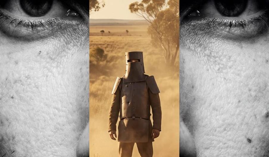 Picture of man with a tin man in the middle