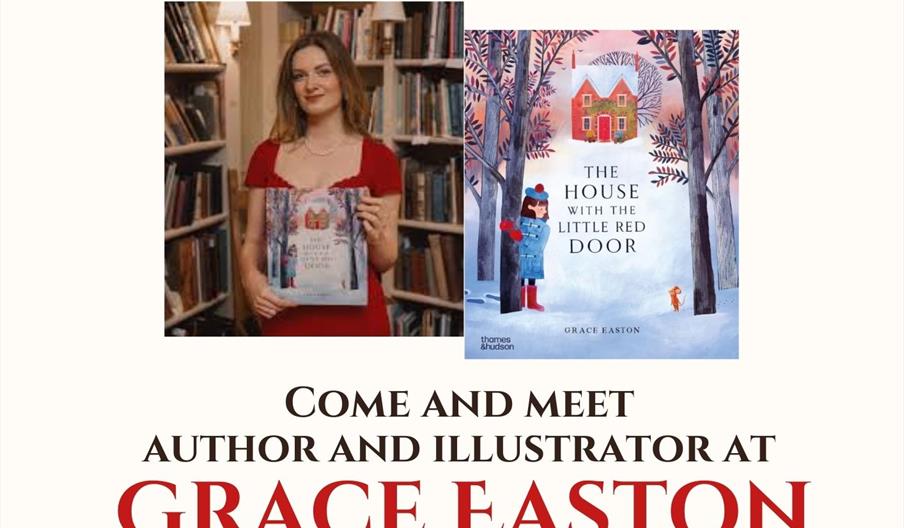 Photo of author and cover of book