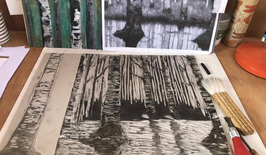 Sample of linocut landscape