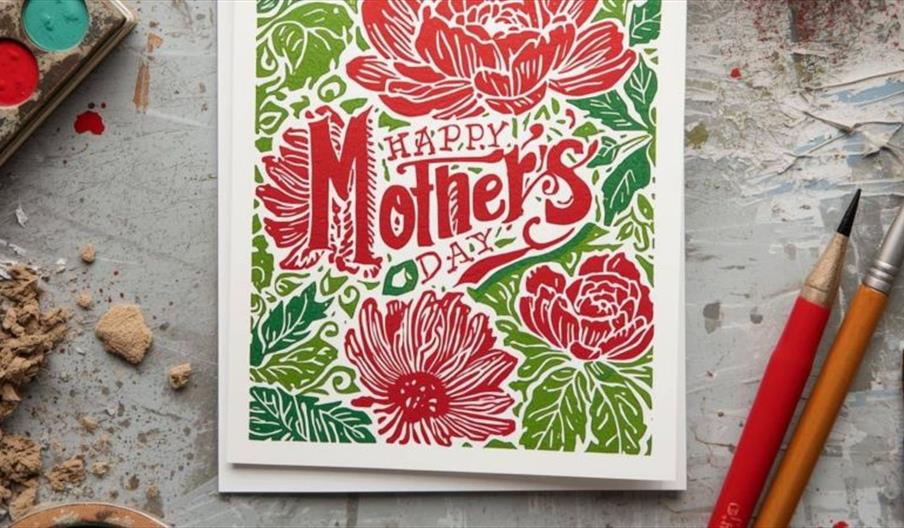 Lino printing Mother's Day cards