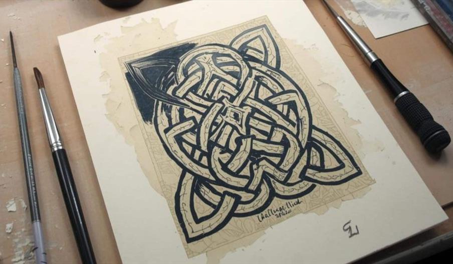 Celtic lino printing