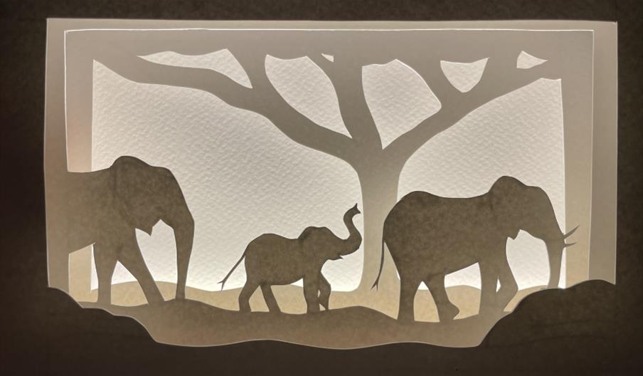 Papercut elephants