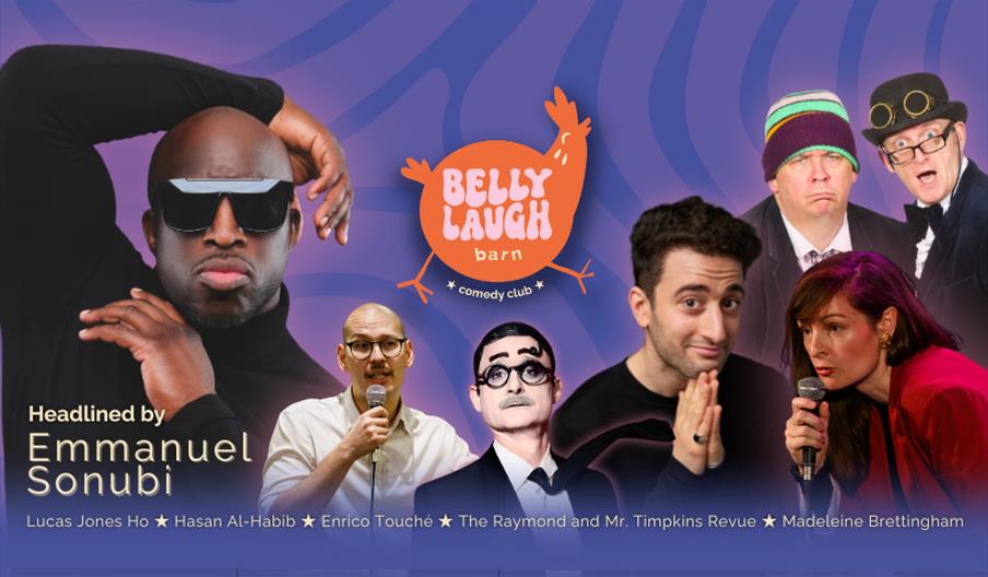 Poster for Belly Laugh Barn comedy night at The Hampton Hub Club