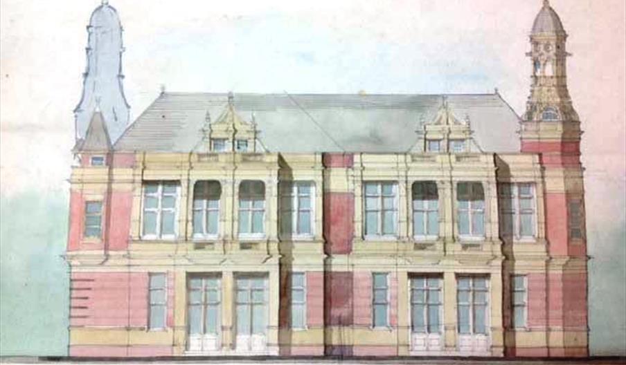 illustration of the exterior of the old town hall