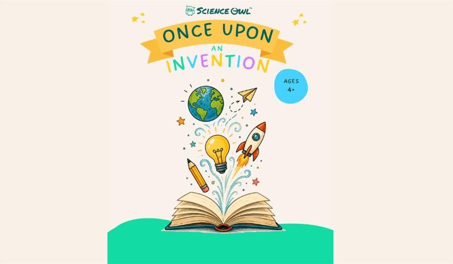 An image of an open book that spills out images of the world, creativity, idea, rocket etc.