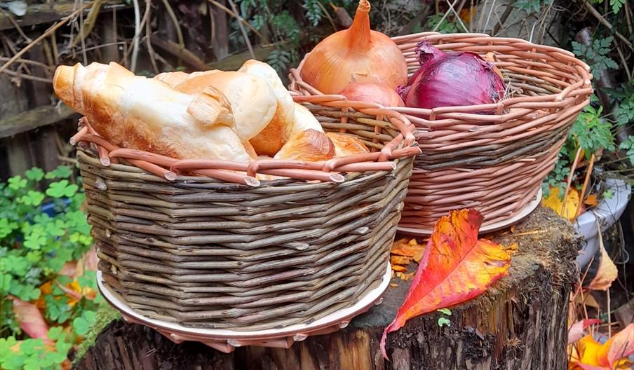 Two baskets with breads