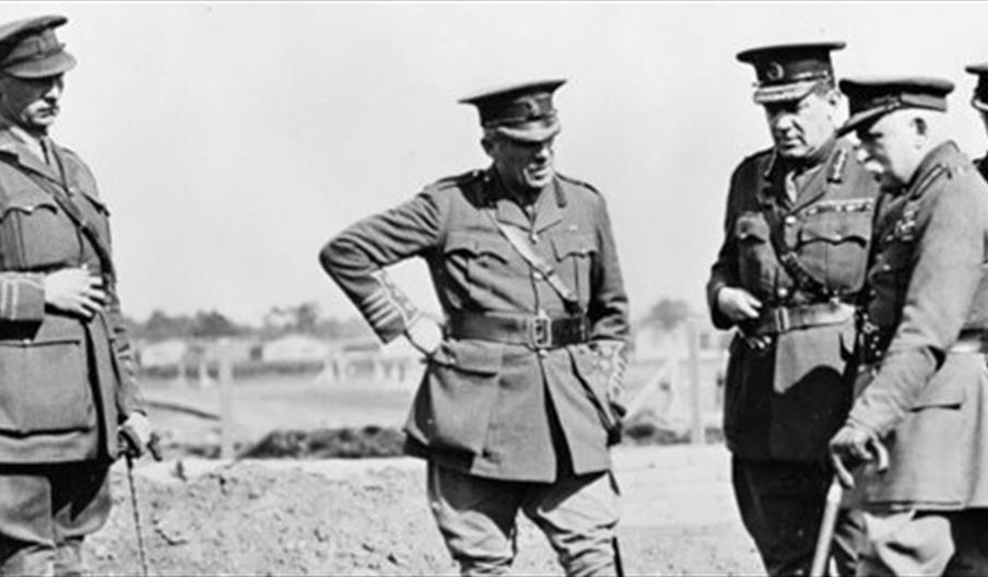 Generals and staff officers confering with Field Marshal French