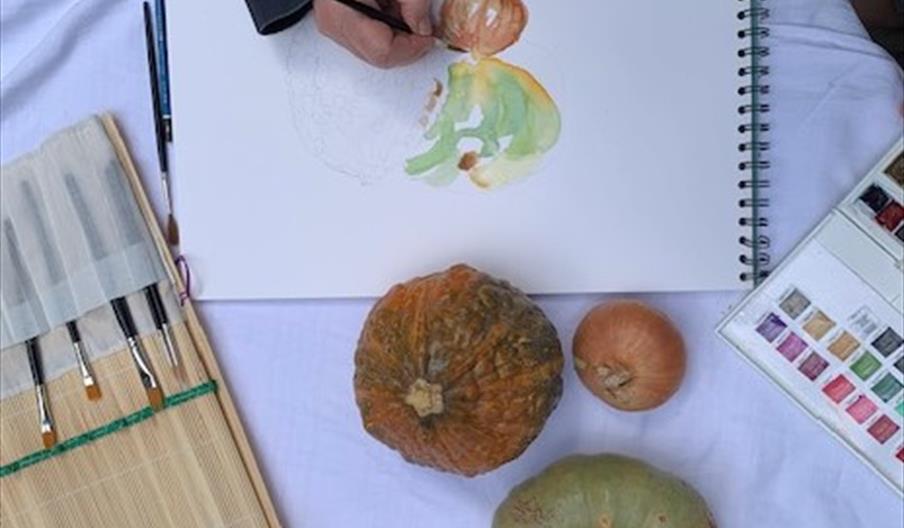 Painting pumpkins and gourds