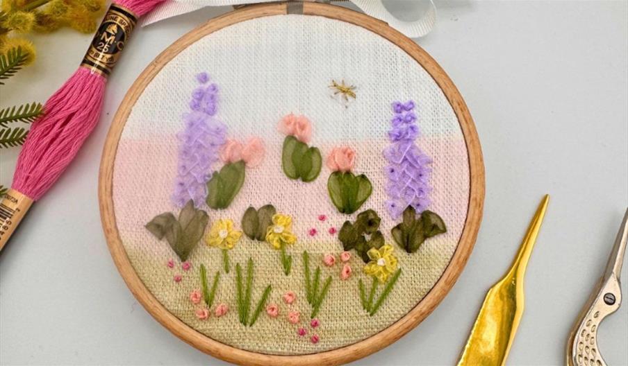 Hand embroidery with ribbons