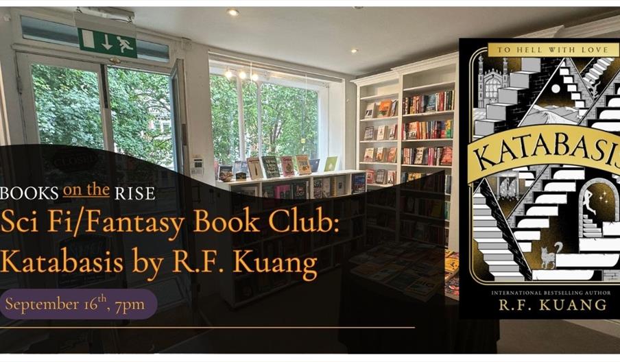 Image of Katabasis next to SCI FI FANTASY BOOK CLUB 16th of September