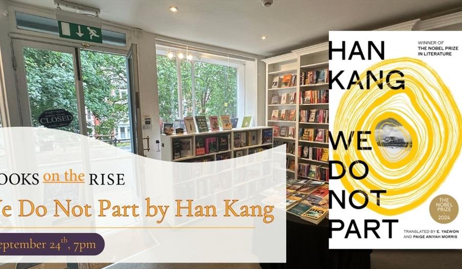 Front cover We Do Not Part by Han Kang and 'contemporary fiction book club' with date september 24th, 7pm