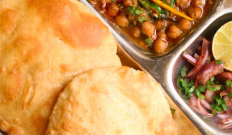 Chole [spicy chickpea curry] Bhature [deep-fried flatbread]