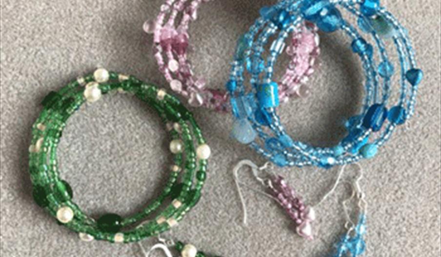 Beaded bracelets and earrings