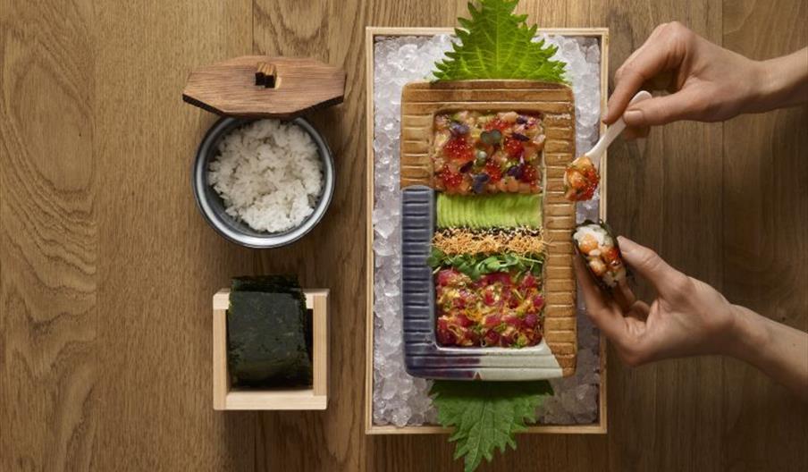 Sticks'n'Sushi Limited Edition Temaki Mori with Salmon, Tuna and crispy nori