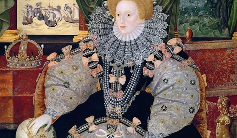 The Armada Portrait of Queen Elizabeth formerly attributed to George Gower (Woburn Abbey/Wikimedia Commons)