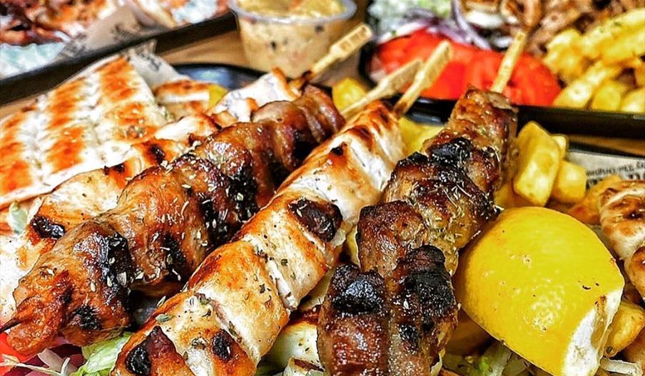 Mixed platter souvlaki dish